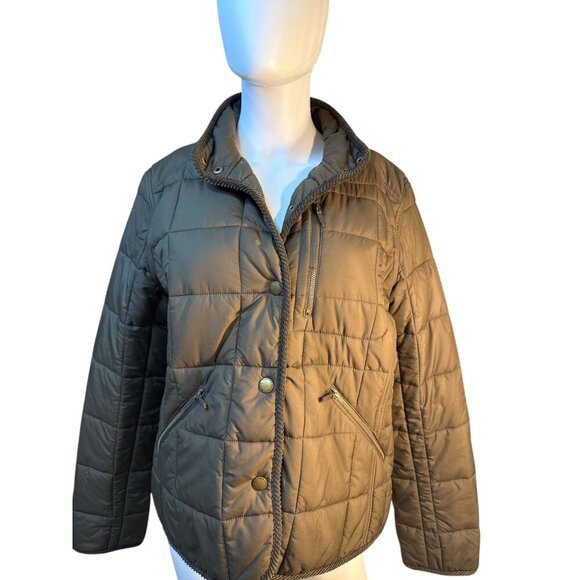 Lauren Ralph Lauren Olive Green Quilted Jacket Womens Size Large Nylon EUC - Picture 1 of 7